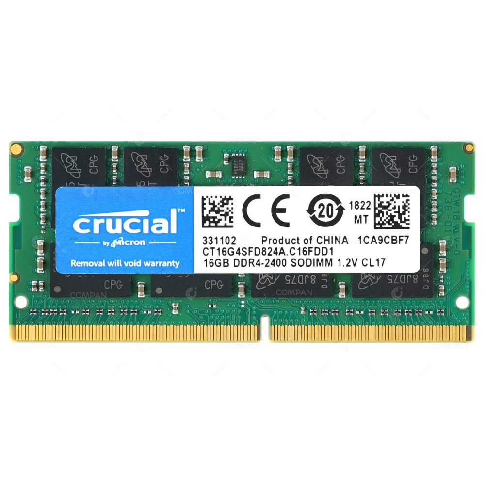 CT16G4SFD824A.C16FDD1 CRUCIAL MEMORY 16GB PC4 2400 DDR4 19200 266 PIN 1.2V CL17 SODIMM UNBUFFERED NON ECC FOR LAPTOP 331102